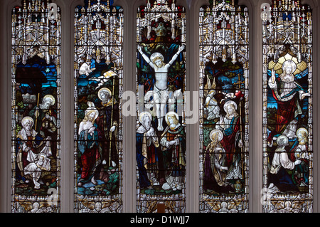 East Window, St. Edmund`s Church, Maids Moreton, Buckinghamshire, England, UK Stock Photo